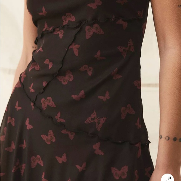 Urban Outfitters Moxie Butterfly Mesh Mini Slip Dress - Size L - Picture 2 of 7